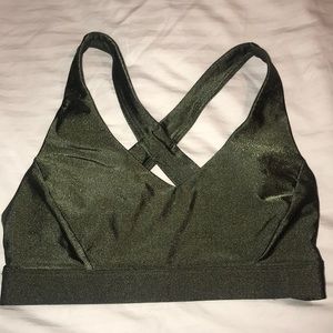 Olive Green Shiny Bra Top